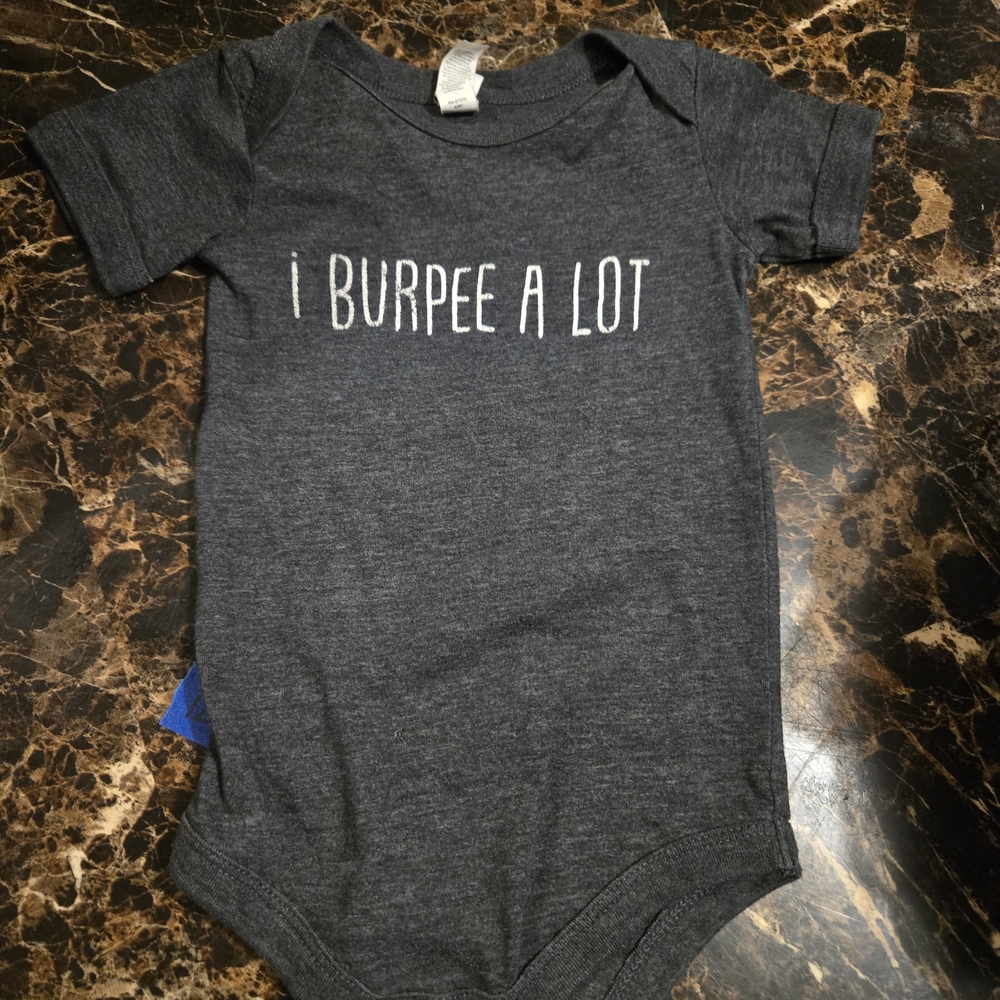 Playful Charcoal Baby Bodysuit - I Burpee A Lot